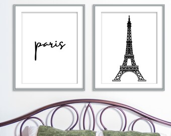 Paris France Eiffel Tower Printable For Office Bedroom Living Room - INSTANT DOWNLOAD!