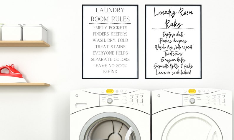 Laundry Room Rules Printable Empty Pockets Wash Dry Fold Separate ...