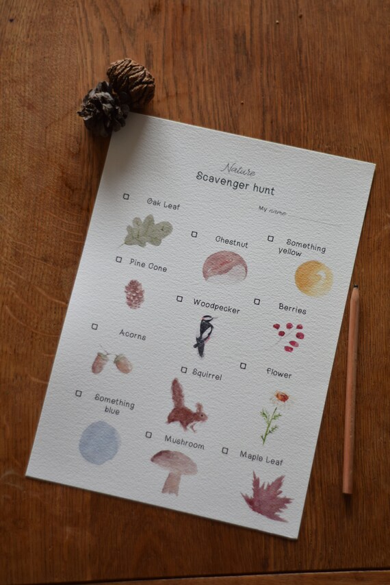 Nature Scavenger Hunt Watercolor Digital Download Printable | Etsy