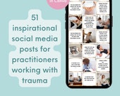 Social media post templates therapists trauma healing mental health posts Canva editable templates social media quotes