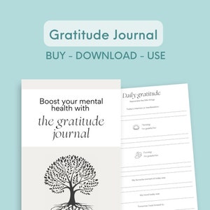Gratitude Journal planificador de gratitud diario imprimible salud mental Diario digital Journal mindfulness regalo regalo de Navidad cumpleaños