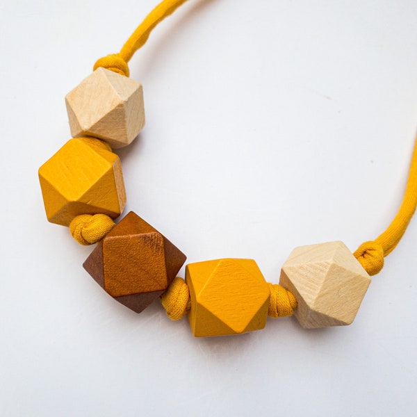 Chunky Wood Necklace Etsy