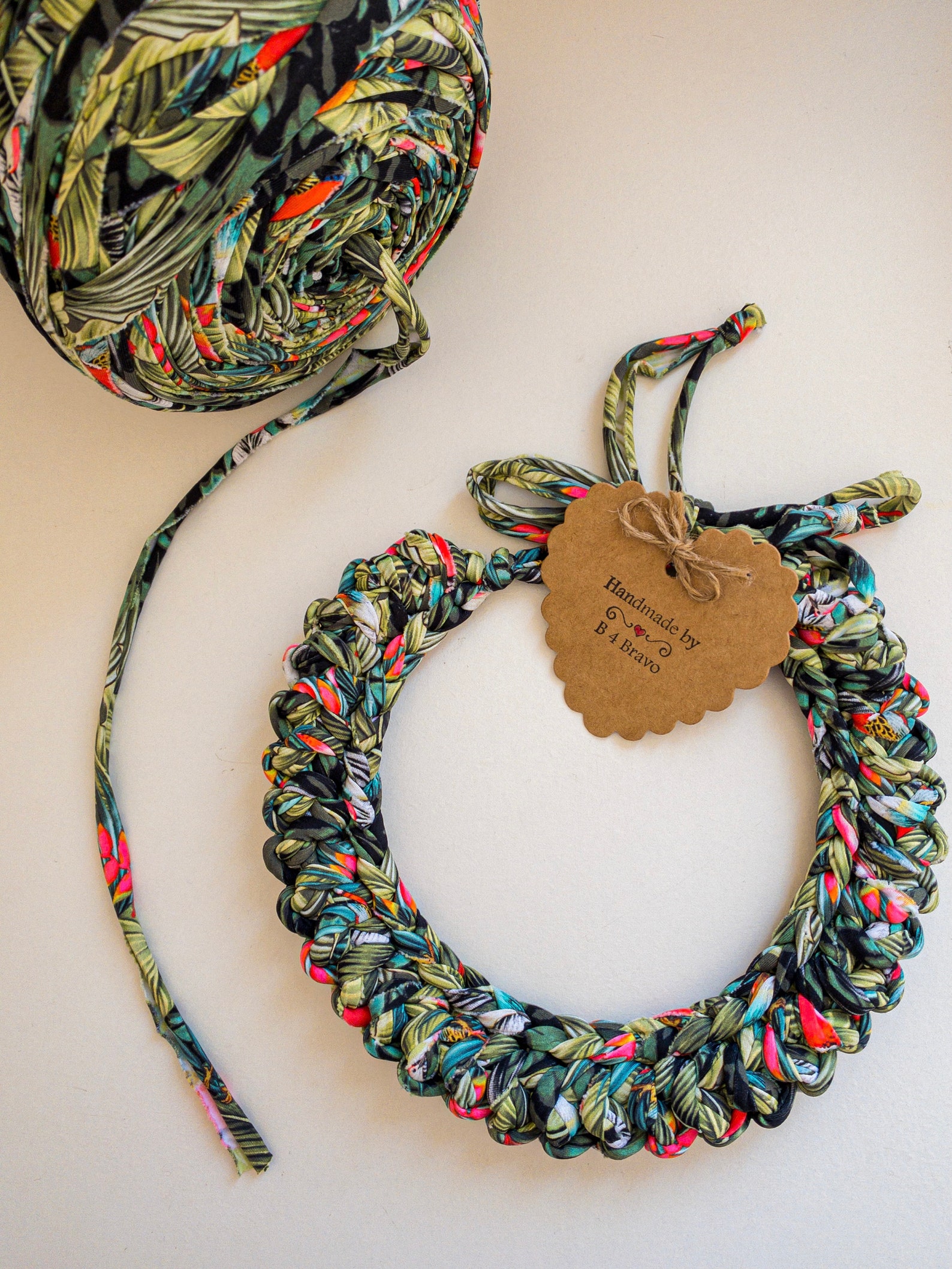 CHUNKY KNIT NECKLACE Fabric Jewelry Multicolor Crochet Etsy