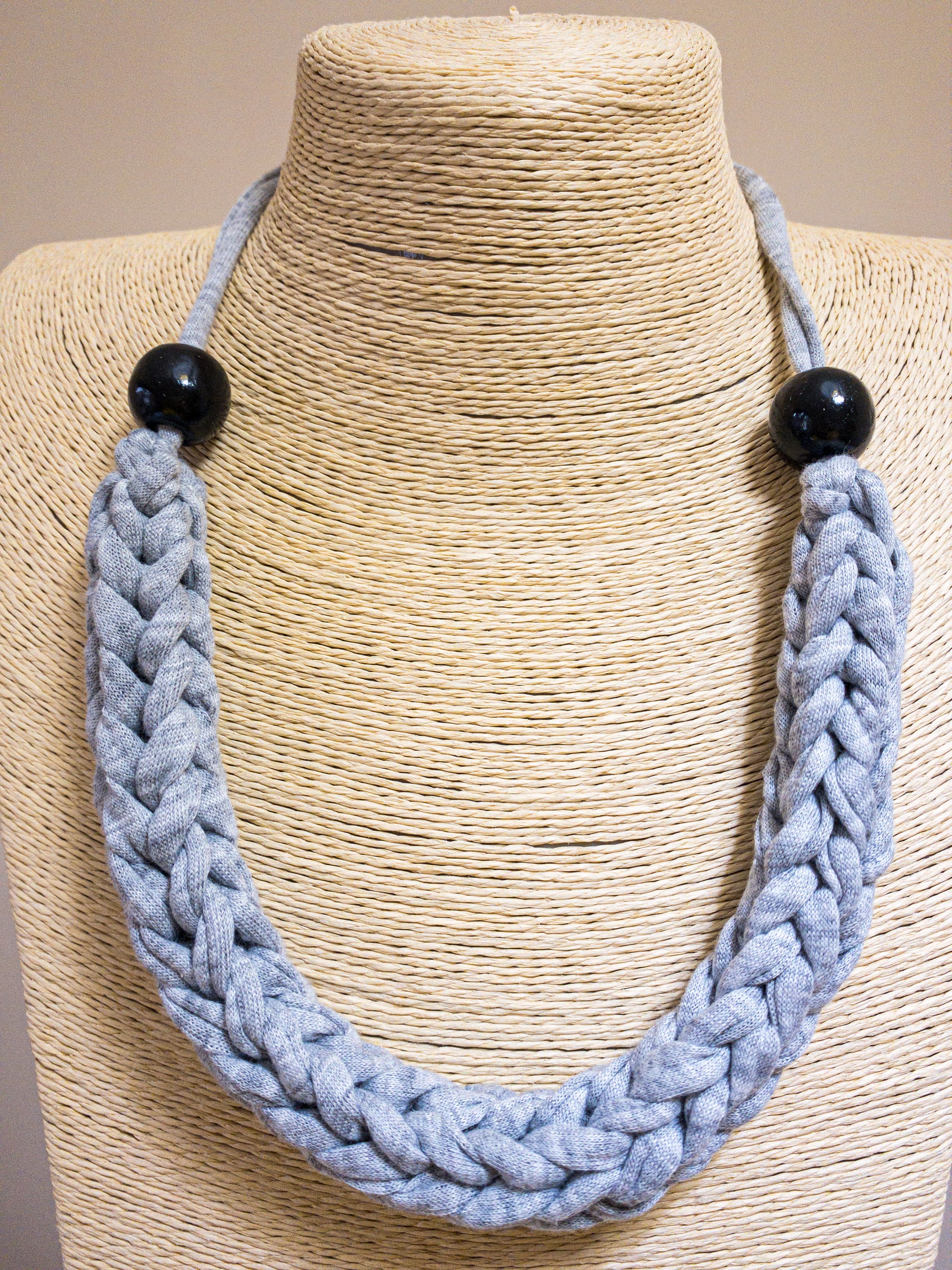 CHUNKY KNIT NECKLACE Fabric Jewelry Multicolor Crochet Etsy