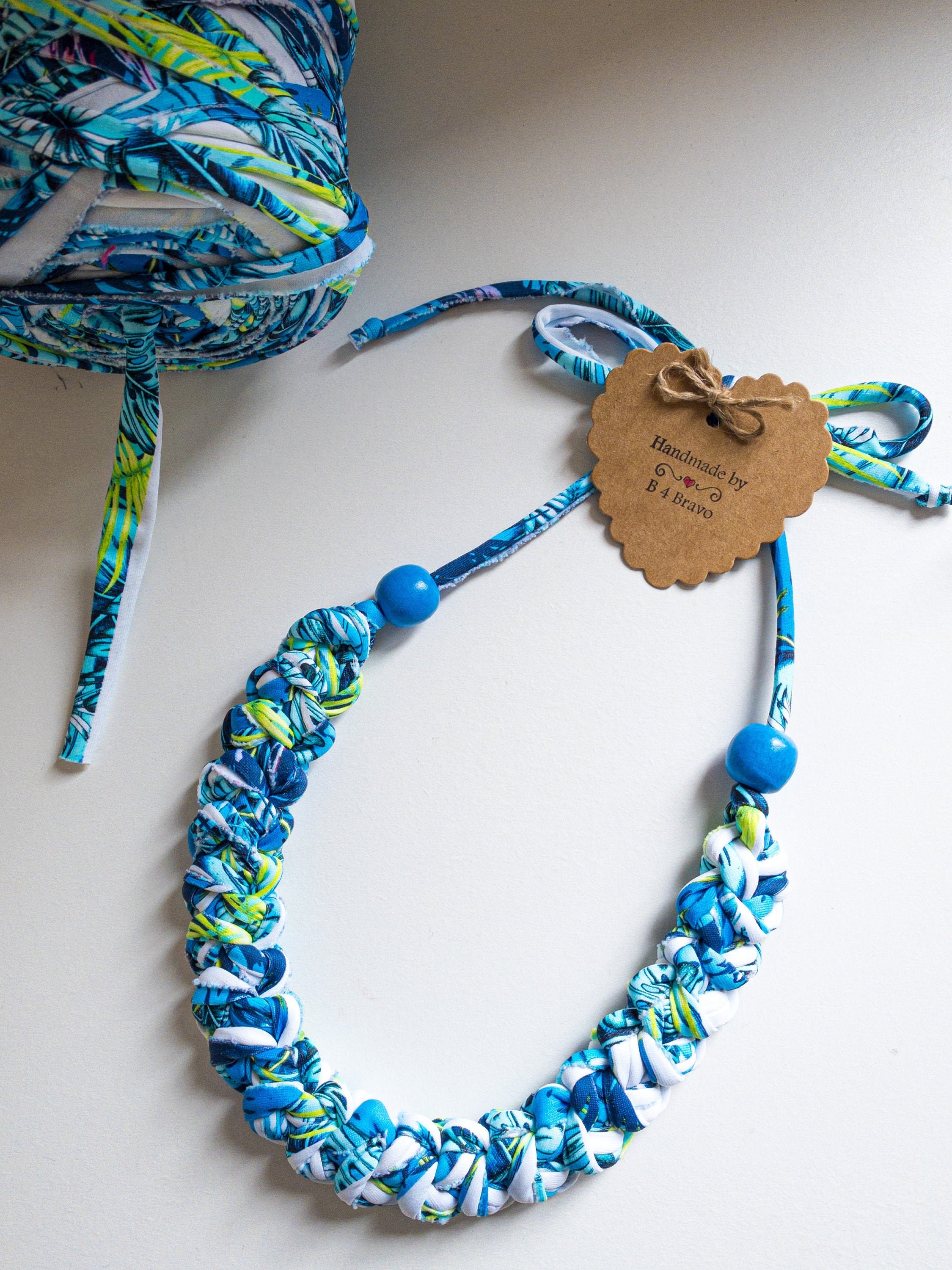 CROCHET NECKLACE Yarn Necklace Blue Statement Necklace Etsy