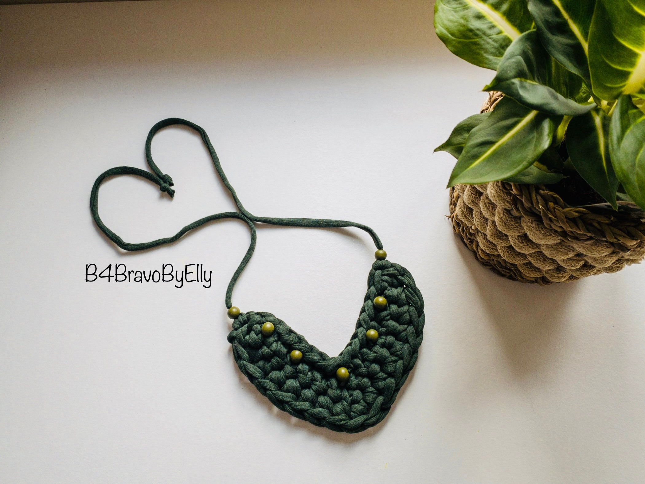 CHUNKY KNIT NECKLACE Fabric Jewelry Multicolor Crochet Etsy