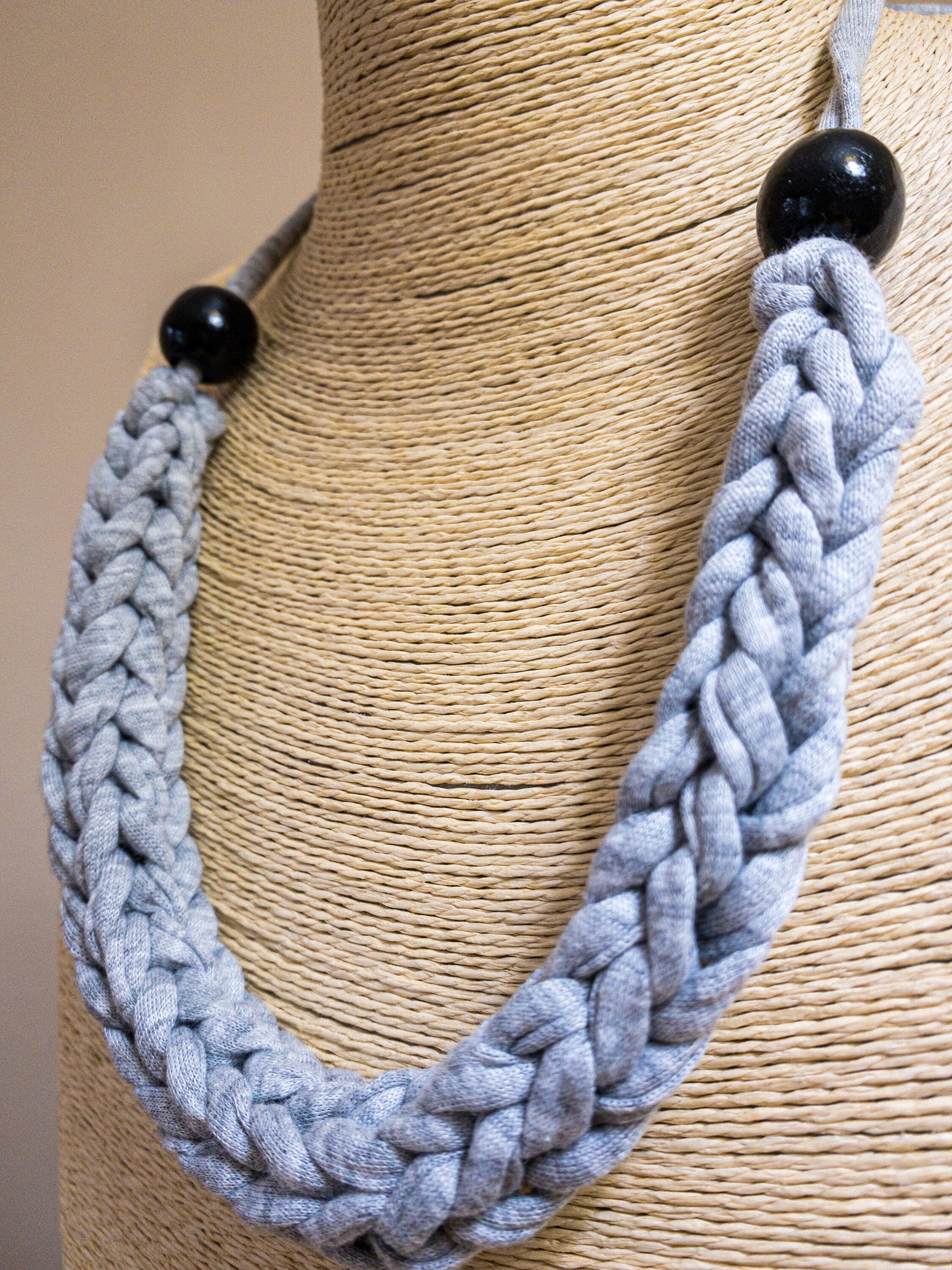 CHUNKY KNIT NECKLACE Fabric Jewelry Multicolor Crochet Etsy