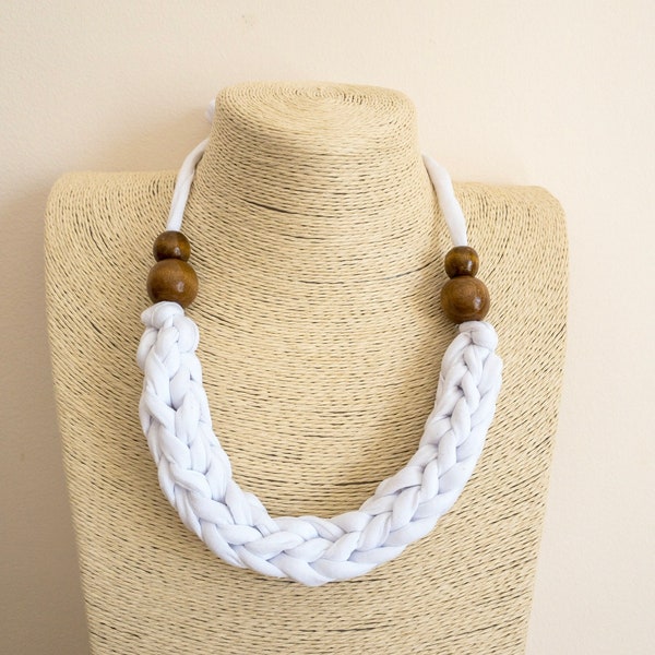 White Chunky Necklace Statement Jewelry Modern Summer Necklace Birthday Gift Her