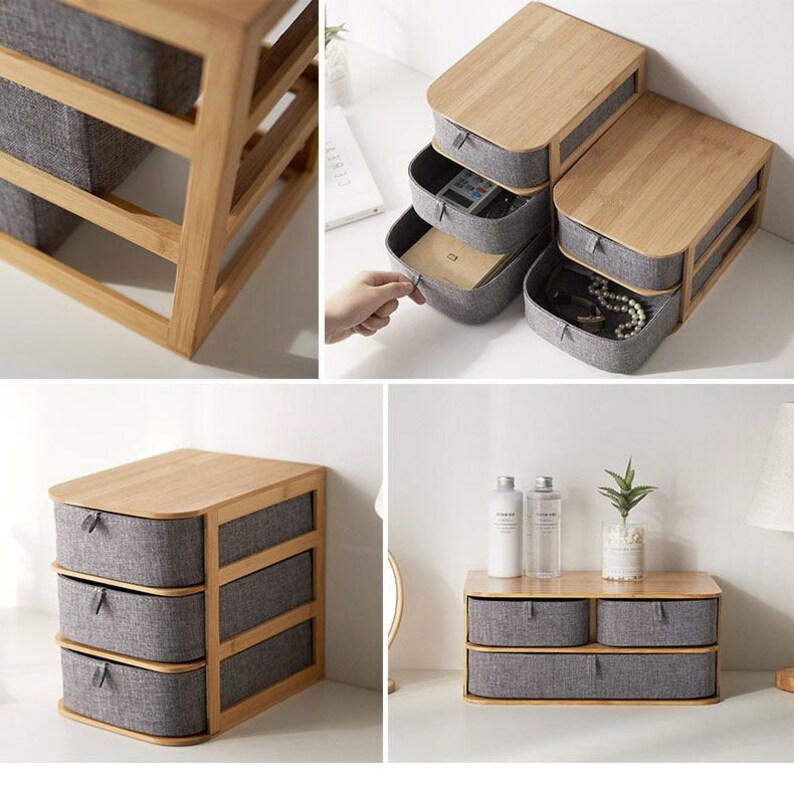 Multi-Layer-Aufbewahrungsbox Bambus-Desktop-Speicher Büro | Etsy