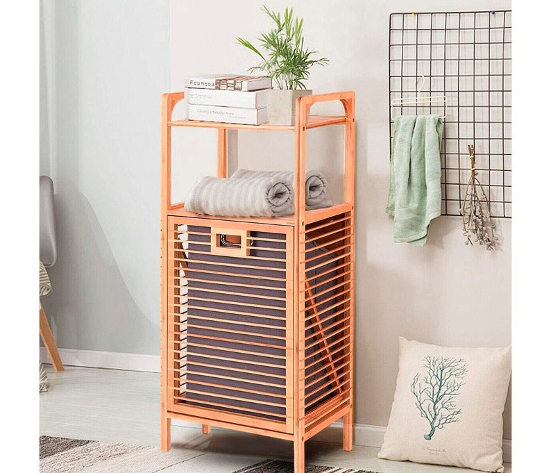 Tilt Out Laundry Basket with Bathroom Shelves Laundry Hamper Etsy