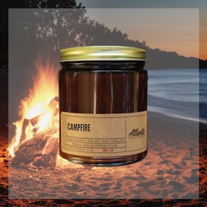 Campfire Soy Candle – Smoky Firepit Scent, Rustic Outdoor Lover Gift Candle