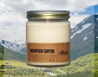 Mountain Canyon Scented Soy Modern Candle, All Natural Environmentally & Vegan Friendly, Minimalist Design, Outdoor Enthusiast Gift