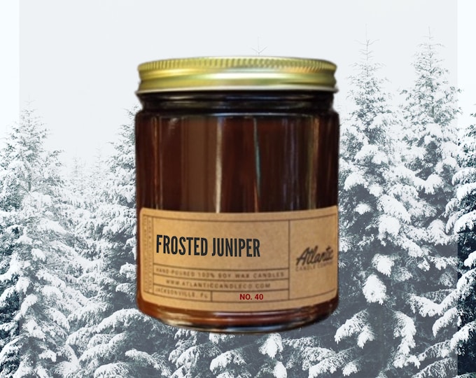 Melrose International Frosted Juniper Scented Soy Candle with Pressed Leaf Lid 5