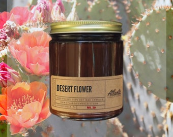 Desert Flower Scented Soy Modern Candle, All Natural Environmentally & Vegan Friendly, Minimalist Design