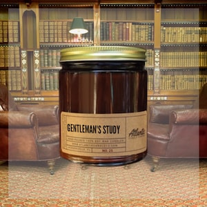 Gentleman&#39;s Study Soy Modern Candle, All Natural Eco & Vegan Friendly, Minimalist Design, Gift for Him