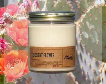 Desert Flower Scented Soy Modern Candle, All Natural Environmentally & Vegan Friendly, Minimalist Design