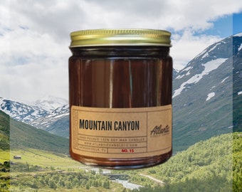 Mountain Canyon Scented Soy Modern Candle, All Natural Environmentally & Vegan Friendly, Minimalist Design, Outdoor Enthusiast Gift