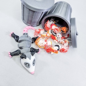 Articulated Opossum Fidget Toy with Trash Can