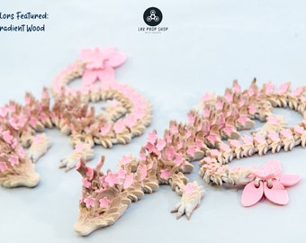 15 Inch Articulated Cherry Blossom Dragon - 3D Printed Fidget Toy