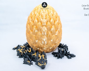25 Inch Articulated Mystic Lunar Dragon with Egg: 3D Printed Toy