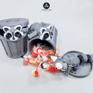 Gelenk Waschbär Fidget Spielzeug mit Mülleimer - Schreibtischspielzeug