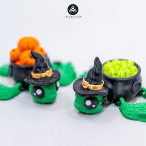 Articulated Halloween Turtles Pair - Witch Turtles - 2 Pack! - Caludron Turtles - Fidget Toy - Stress Toy