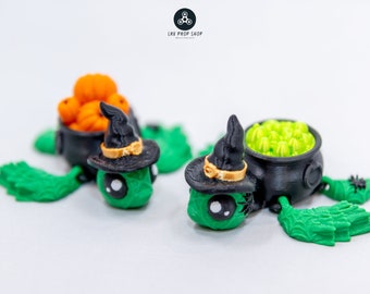 Tortues sorcières articulées d'Halloween : Paire de jouets agités