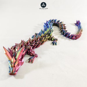 14 Inch 3D Printed Articulated Crystal Dragon Fidget Toy