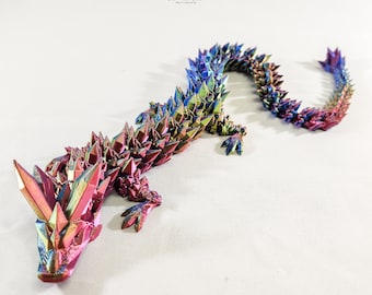 14 Inch 3D Printed Articulated Crystal Dragon Fidget Toy