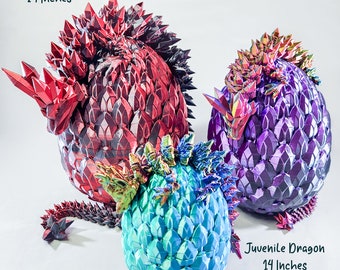 14 Inch Crystal Dragon Egg: 3D Printed Articulated Fidget Toy