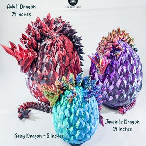 Drago di cristallo articolato da 24 pollici CON uovo di drago - Giocattolo agitato - Giocattolo antistress - Drago di cristallo grande - Drago di cristallo gigante CON uovo di drago