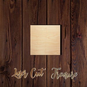 Square - Unfinished Laser Cut Wood Shape - 1/8&quot; Baltic Birch Plywood - Please read item description