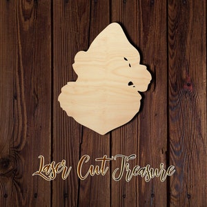 May include: A wooden cutout of a flower with a simple design. The cutout is made of light brown wood and has a smooth surface. The cutout is perfect for crafting and decorating.