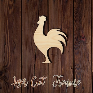 Rooster - Unfinished Laser Cut Wood Shape - 1/8&quot; Baltic Birch Plywood - Please read item description