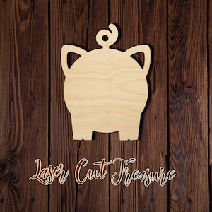 Pig - Unfinished Laser Cut Wood Shape - 1/8&quot; Baltic Birch Plywood - Please read item description
