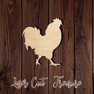 Rooster - Unfinished Laser Cut Wood Shape - 1/8&quot; Baltic Birch Plywood - Please read item description