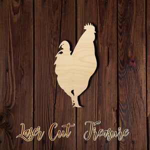 Rooster - Unfinished Laser Cut Wood Shape - 1/8&quot; Baltic Birch Plywood - Please read item description