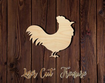 Rooster- Unfinished Laser Cut Wood Shape - 1/8" Baltic Birch Plywood - Please read item description