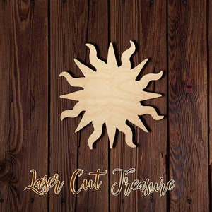 Sun - Summer - Unfinished Laser Cut Wood Shape - 1/8&quot; Baltic Birch Plywood - Please read item description