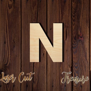 N - Letter - Unfinished Laser Cut Wood Shape - 1/8&quot; Baltic Birch Plywood - Please read item description