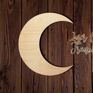 Moon - Unfinished Laser Cut Wood Shape - 1/8&quot; Baltic Birch Plywood - Please read item description