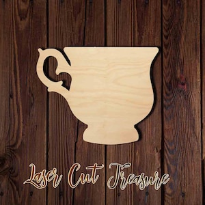 Cup - Unfinished Laser Cut Wood Shape - 1/8&quot; Baltic Birch Plywood - Please read item description