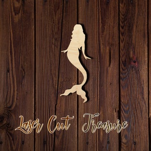 Mermaid - Unfinished Laser Cut Wood Shape - 1/8&quot; Baltic Birch Plywood - Please read item description