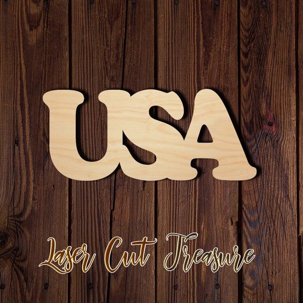 USA Wood Sign - Unfinished Laser Cut Wood Shape