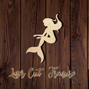Mermaid - Unfinished Laser Cut Wood Shape - 1/8&quot; Baltic Birch Plywood - Please read item description