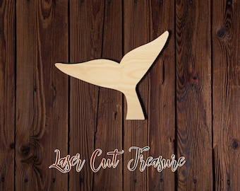 Whale Tail - Unfinished Laser Cut Wood Shape - 1/8" Baltic Birch Plywood - Please read item description