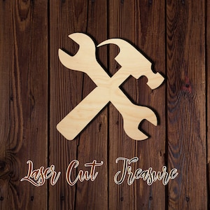 Hammer and Wrench - Unfinished Laser Cut Wood Shape - 1/8&quot; Baltic Birch Plywood - Please read item description