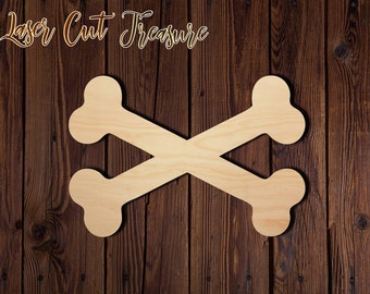 Cross Bones - Halloween - Unfinished Laser Cut Wood Shape - 1/8" Baltic Birch Plywood - Please read item description