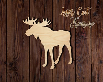 Moose - Unfinished Laser Cut Wood Shape - 1/8" Baltic Birch Plywood - Please read item description
