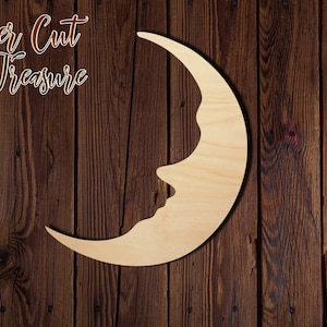 Moon - Unfinished Laser Cut Wood Shape - 1/8&quot; Baltic Birch Plywood - Please read item description